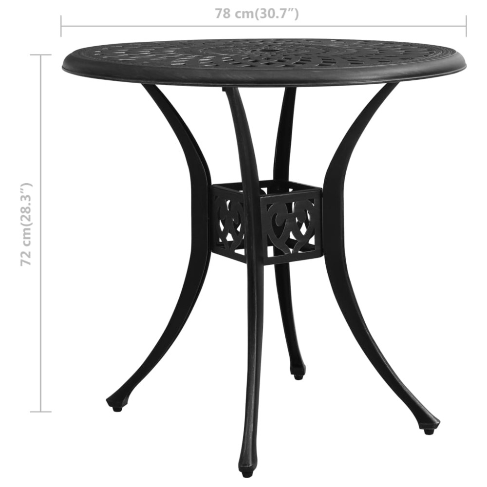 Produktbild för Trädgårdsbord svart 78x78x72 cm gjuten aluminium