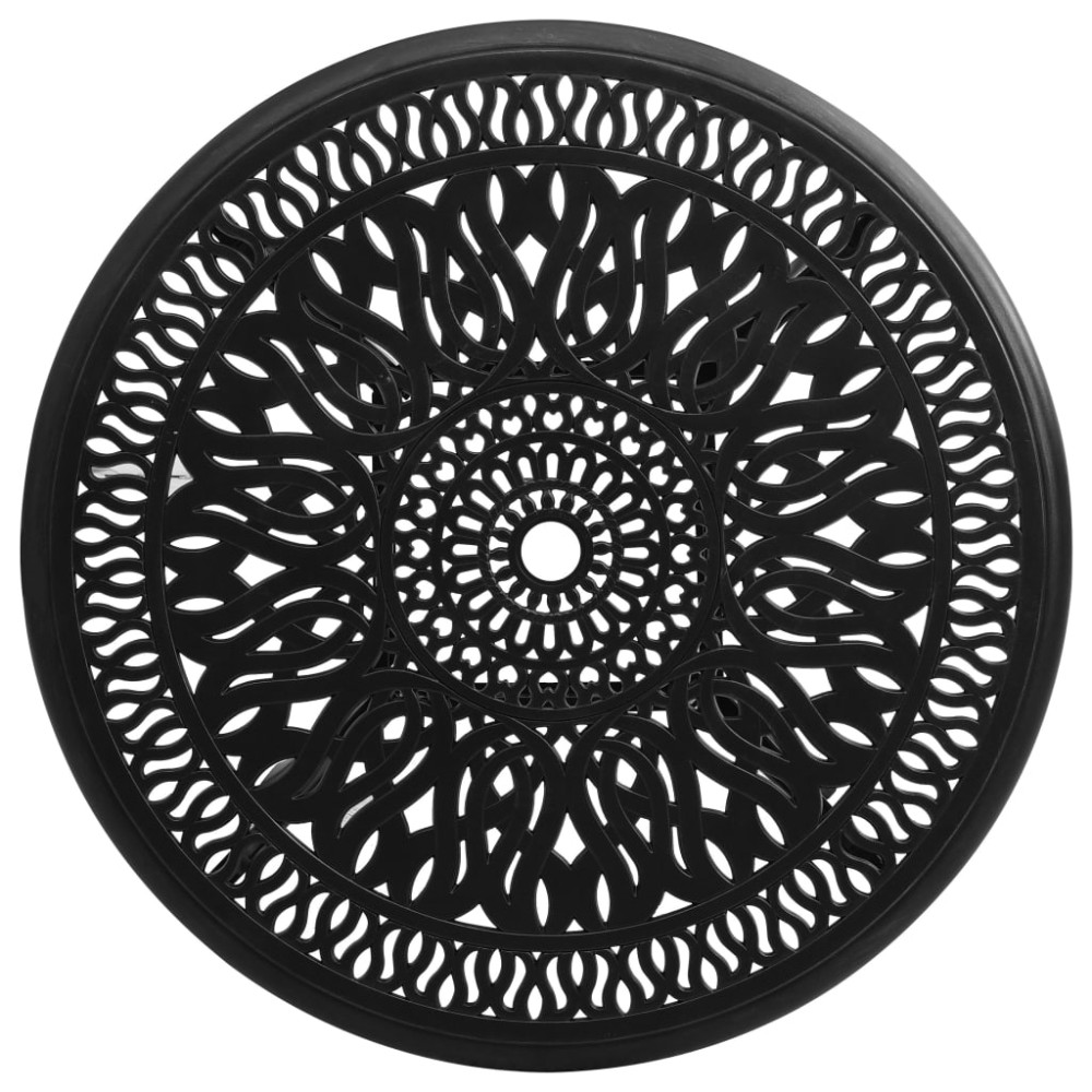 Produktbild för Trädgårdsbord svart 90x90x74 cm gjuten aluminium