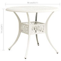 Produktbild för Trädgårdsbord vit 90x90x74 cm gjuten aluminium