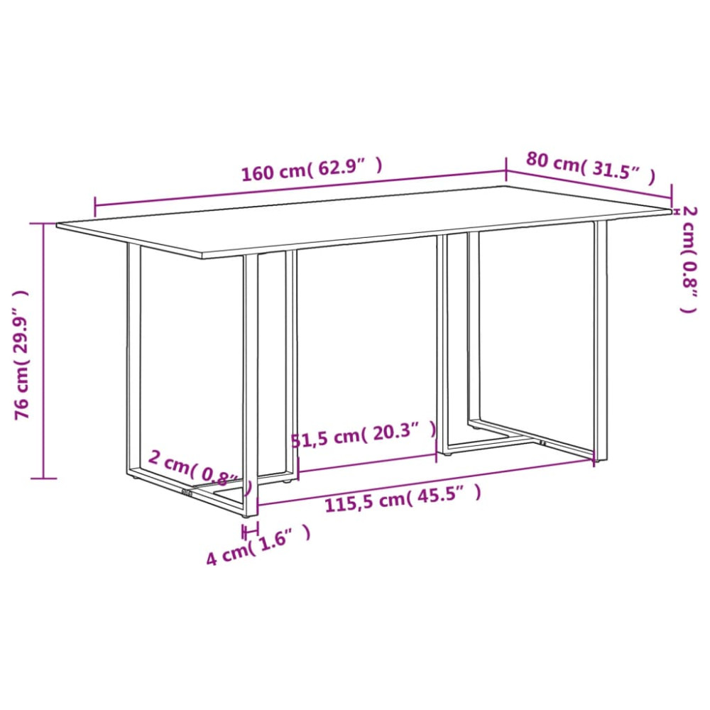 Produktbild för Matbord 160 cm grovt mangoträ
