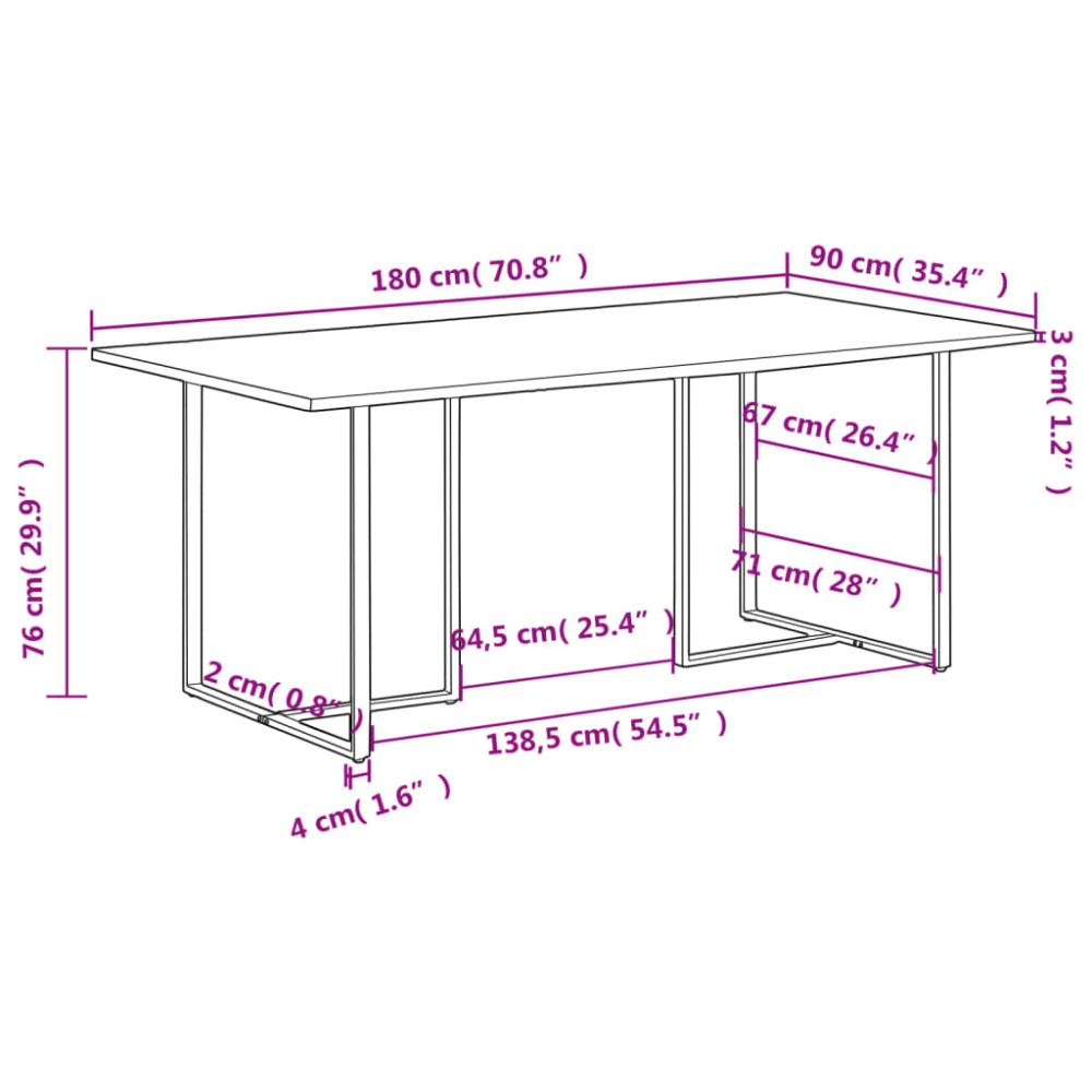 Produktbild för Matbord 180 cm grovt mangoträ