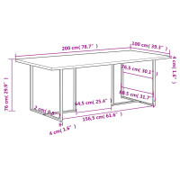 Produktbild för Matbord 200 cm grovt mangoträ