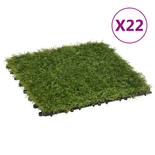 vidaXL Konstgräsplattor 22 st grön 30x30 cm