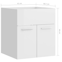 Miniatyr av produktbild för Tvättställsskåp vit högglans 41x38,5x46 cm konstruerat trä