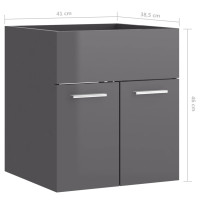 Produktbild för Tvättställsskåp grå högglans 41x38,5x46 cm konstruerat trä