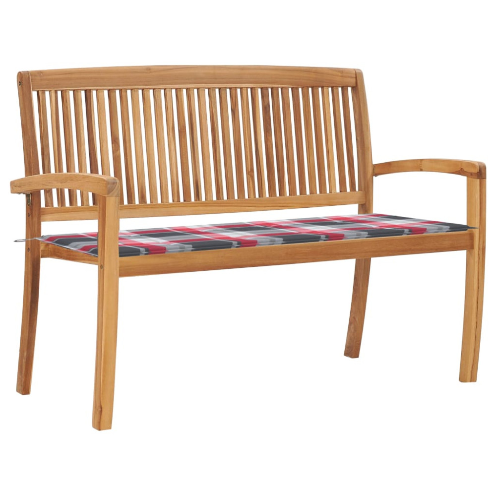 Produktbild för Stapelbar trädgårdsbänk med dyna 128,5 cm massiv teak