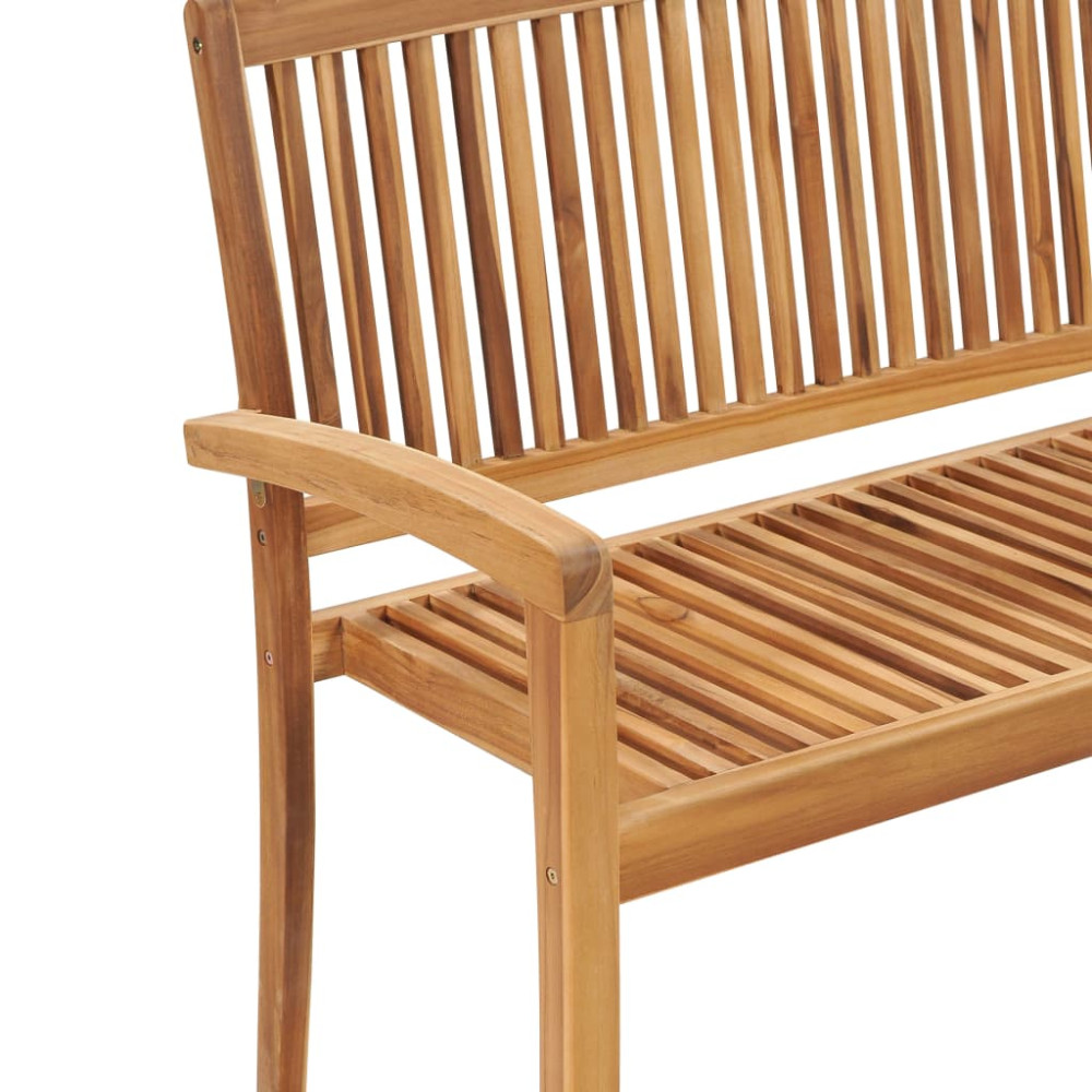 Produktbild för Stapelbar trädgårdsbänk med dyna 128,5 cm massiv teak