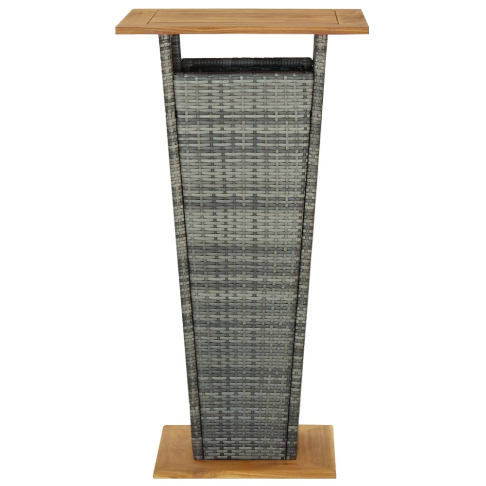 Produktbild för Barbord grå 60x60x110 cm konstrotting och massivt akaciaträ