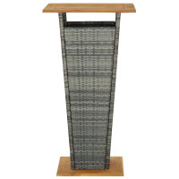 Produktbild för Barbord grå 60x60x110 cm konstrotting och massivt akaciaträ