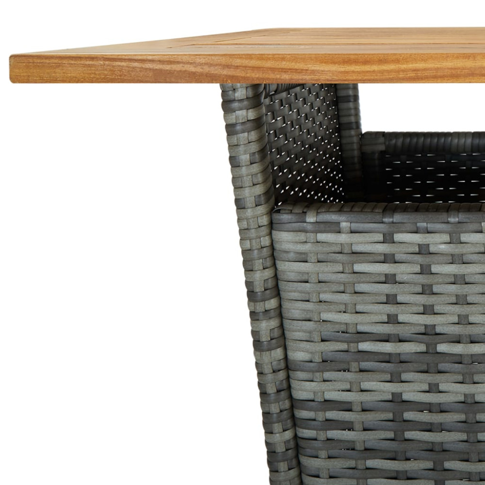 Produktbild för Barbord grå 60x60x110 cm konstrotting och massivt akaciaträ
