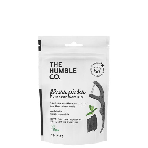 The humble co. Floss Picks - Charcoal (50 pack)