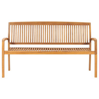 Produktbild för Stapelbar trädgårdsbänk med dyna 159 cm massiv teak