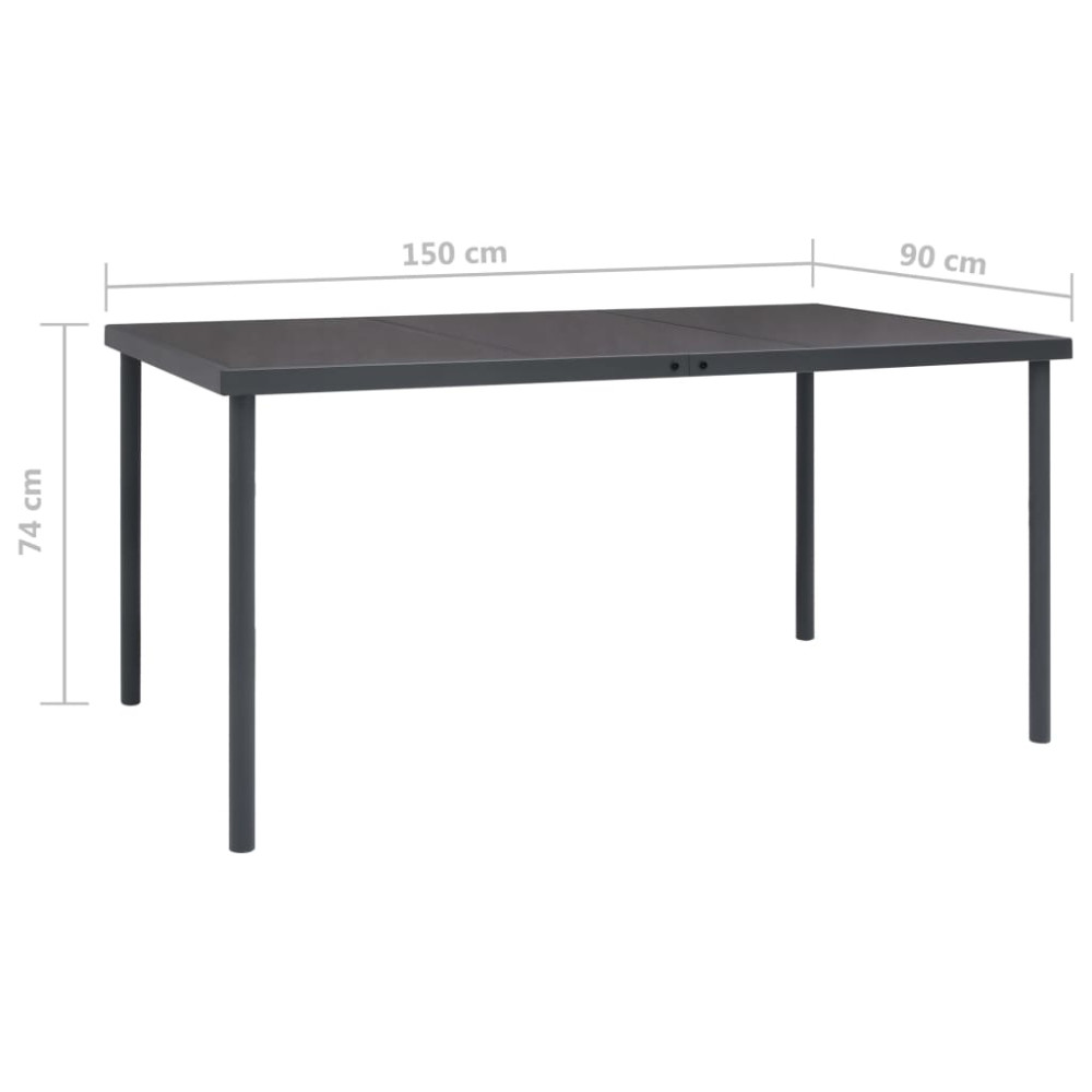 Produktbild för Trädgårdsbord antracit 150x90x74 cm stål