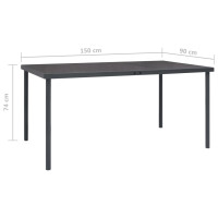 Produktbild för Trädgårdsbord antracit 150x90x74 cm stål