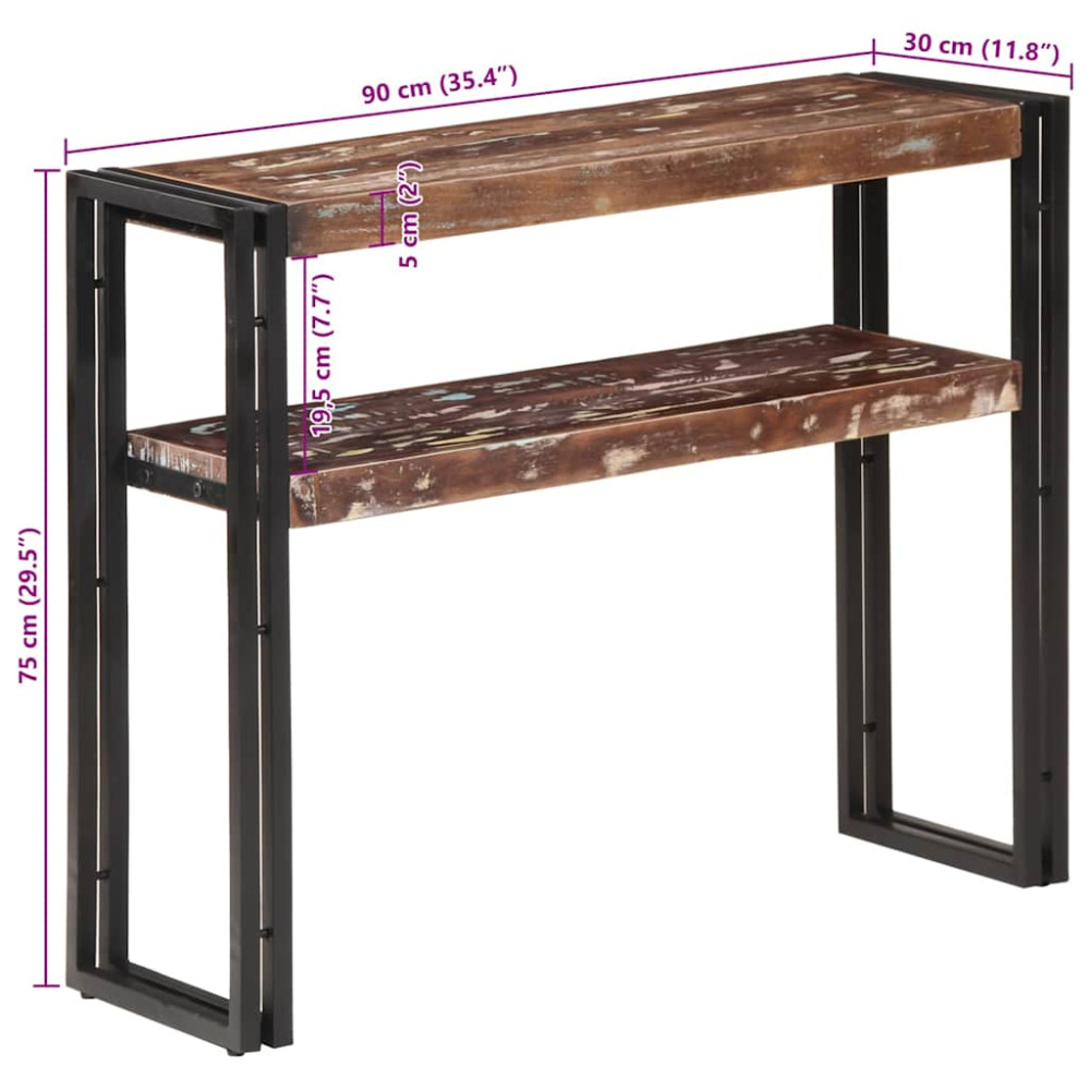 Produktbild för Avlastningsbord 90x30x75 cm massivt återvunnet trä
