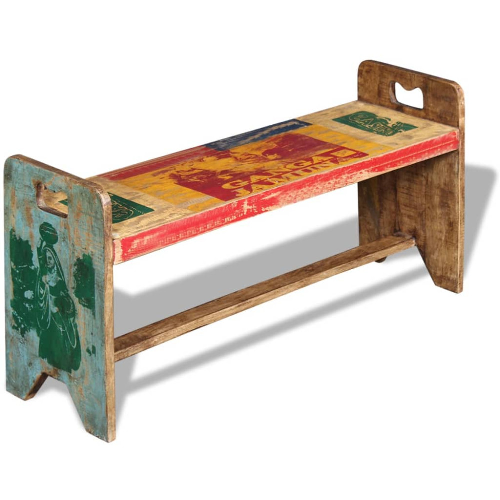 Produktbild för Bänk massivt återvunnet trä 100x30x50 cm