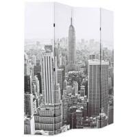 Produktbild för Hopfällbar rumsavdelare New York i dagtid 160x170 cm svart/vit