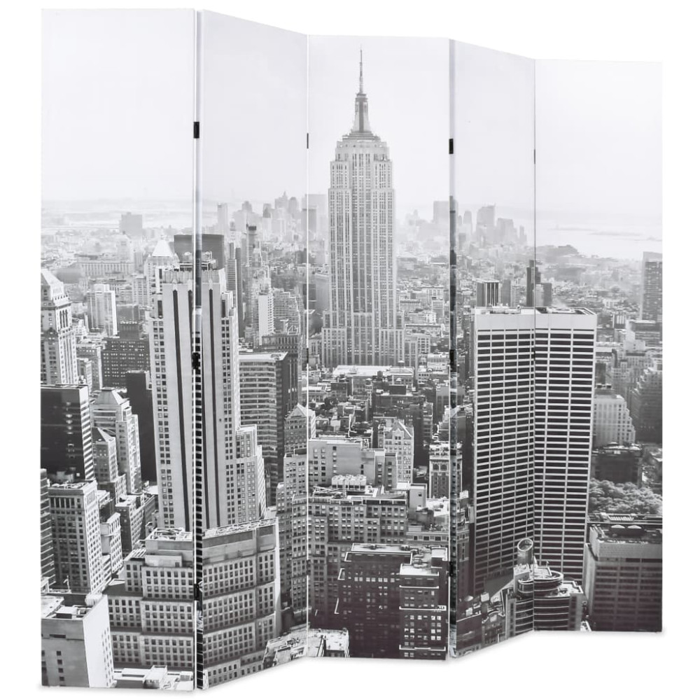 Produktbild för Hopfällbar rumsavdelare New York i dagtid 200x170 cm svart/vit