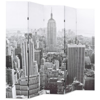 Produktbild för Hopfällbar rumsavdelare New York i dagtid 200x170 cm svart/vit