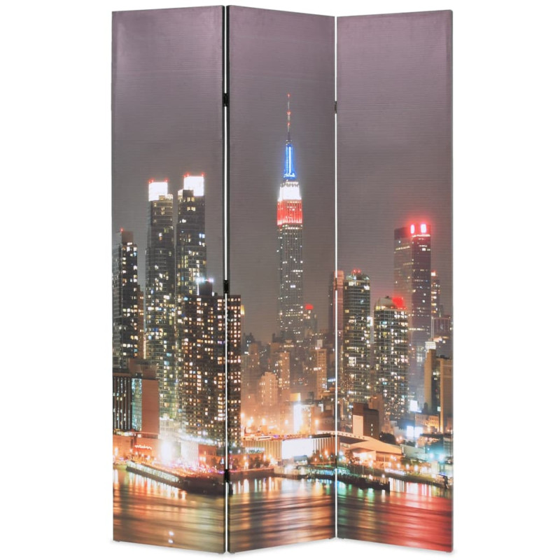 Produktbild för Vikbar rumsavdelare New York i nattetid 120x170 cm