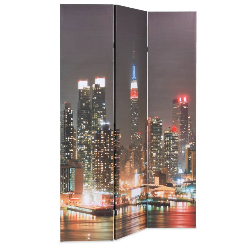 Produktbild för Vikbar rumsavdelare New York i nattetid 120x170 cm