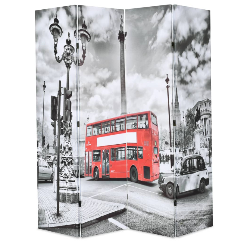 Produktbild för Vikbar rumsavdelare Londonbuss 160x170 cm svart/vit