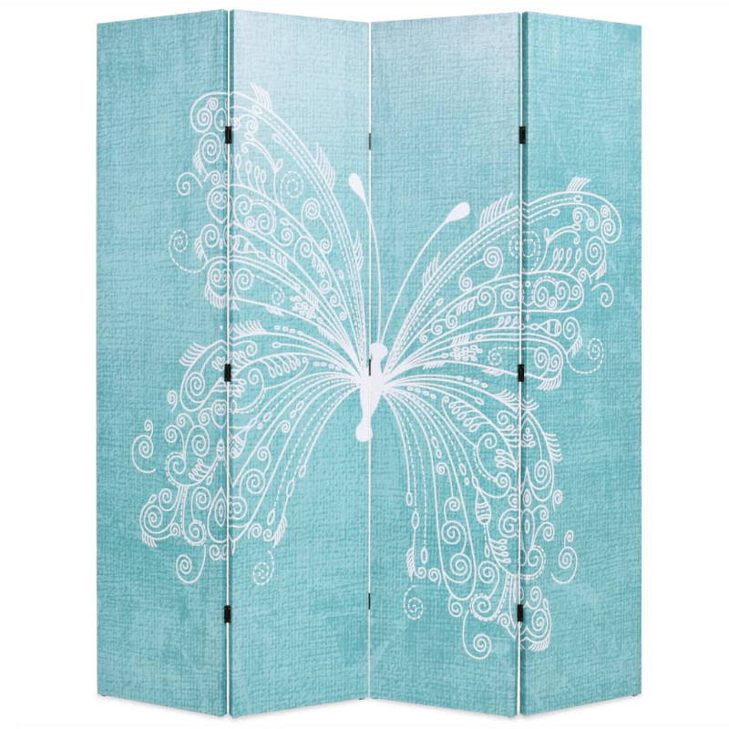Produktbild för Vikbar rumsavdelare fjäril 160x170 cm blå