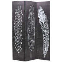 Miniatyr av produktbild för Vikbar rumsavdelare fjädrar 120x170 cm svart och vit