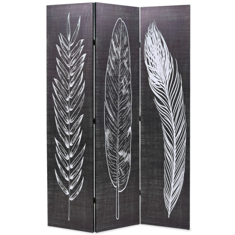 Produktbild för Vikbar rumsavdelare fjädrar 120x170 cm svart och vit