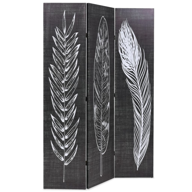Produktbild för Vikbar rumsavdelare fjädrar 120x170 cm svart och vit
