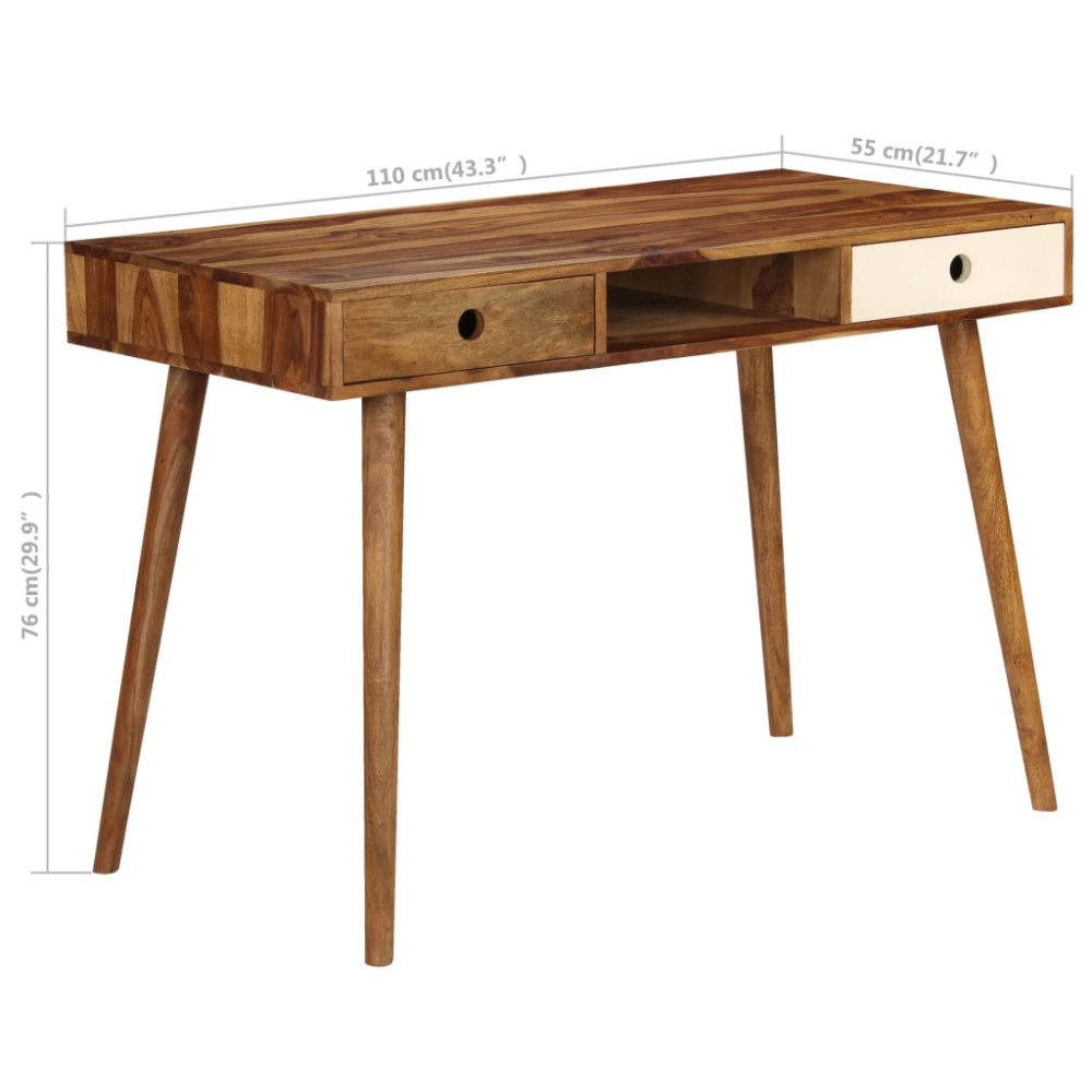 Produktbild för Skrivbord 110x55x76 cm massivt sheshamträ