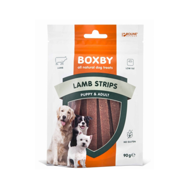 Produktbild för Boxby Proline Hund Lammstrips 90 g