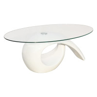 Miniatyr av produktbild för Soffbord med oval bordsskiva i glas högglans vit