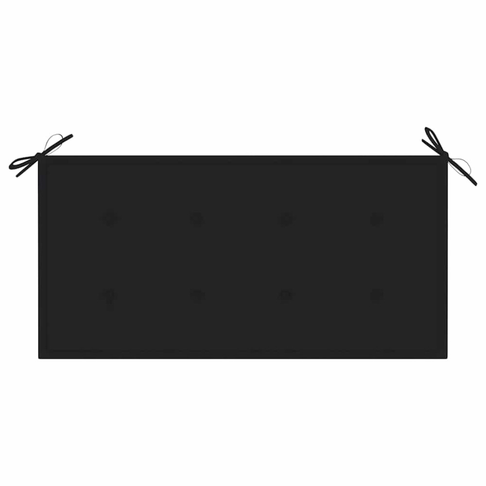 Produktbild för Trädgårdsbänk med svart dyna 112 cm massiv teak