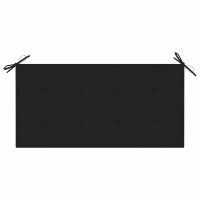 Produktbild för Trädgårdsbänk med svart dyna 112 cm massiv teak