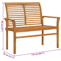 Produktbild för Trädgårdsbänk med svart dyna 112 cm massiv teak