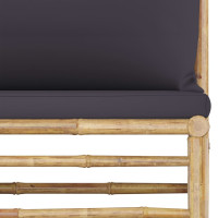 Produktbild för Mittensoffa för trädgården med mörkgrå dynor bambu