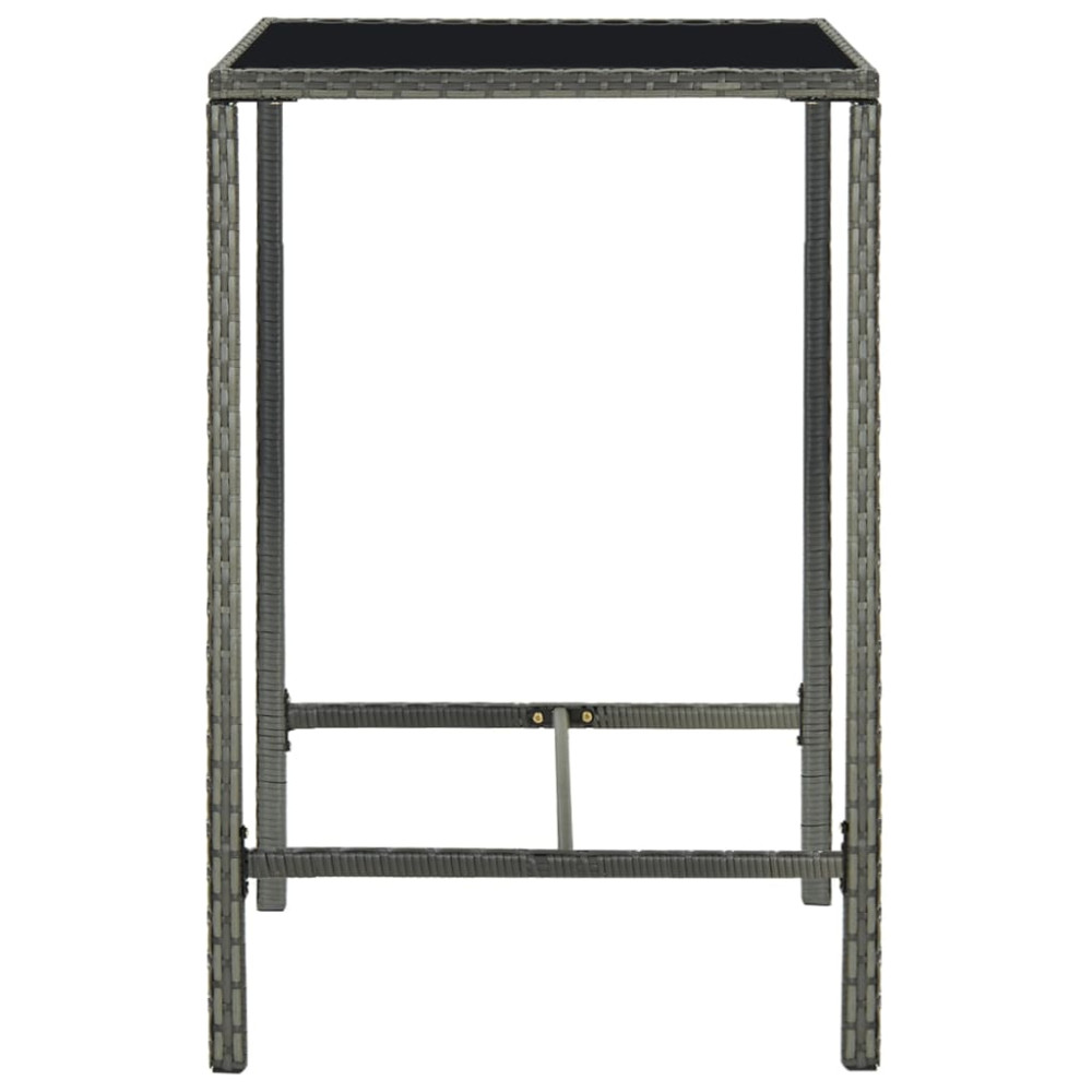 Produktbild för Barbord för trädgård grå 70x70x110 cm konstrotting och glas