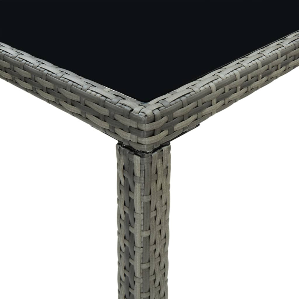Produktbild för Barbord för trädgård grå 130x60x110 cm konstrotting och glas