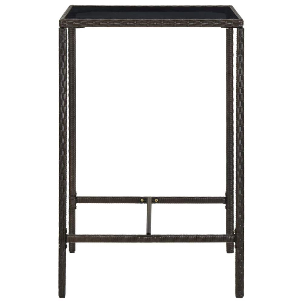 Produktbild för Barbord för trädgård brun 70x70x110 cm konstrotting och glas