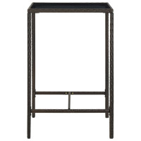 Produktbild för Barbord för trädgård brun 70x70x110 cm konstrotting och glas