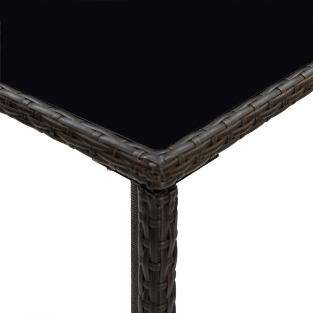 Produktbild för Barbord för trädgård brun 70x70x110 cm konstrotting och glas