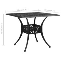 Produktbild för Trädgårdsbord svart 90x90x73 cm gjuten aluminium