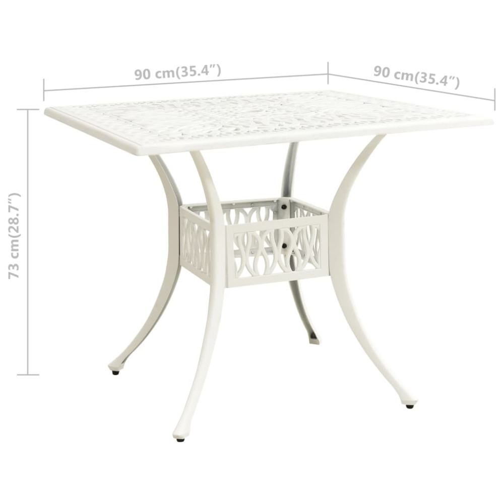 Produktbild för Trädgårdsbord vit 90x90x73 cm gjuten aluminium