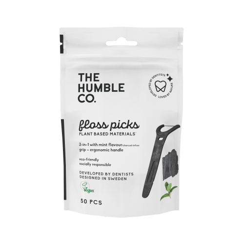The humble co. Floss Picks - Grip Handle - Charcoal (50 pack)