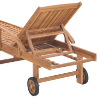 Produktbild för Solsäng med ljusgrön dyna massiv teak