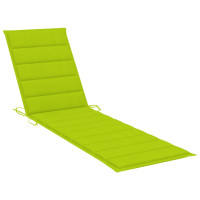 Produktbild för Solsäng med ljusgrön dyna massiv teak