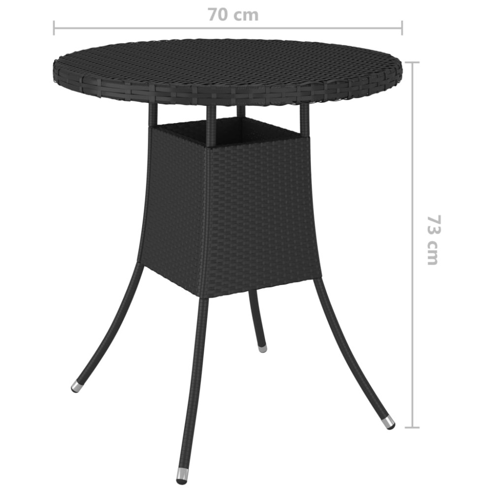 Produktbild för Trädgårdsbord svart 70x70x73 cm konstrotting