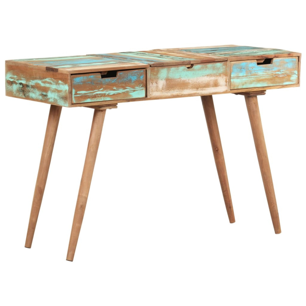 Produktbild för Sminkbord med spegel 112x45x76 cm massivt återvunnet trä