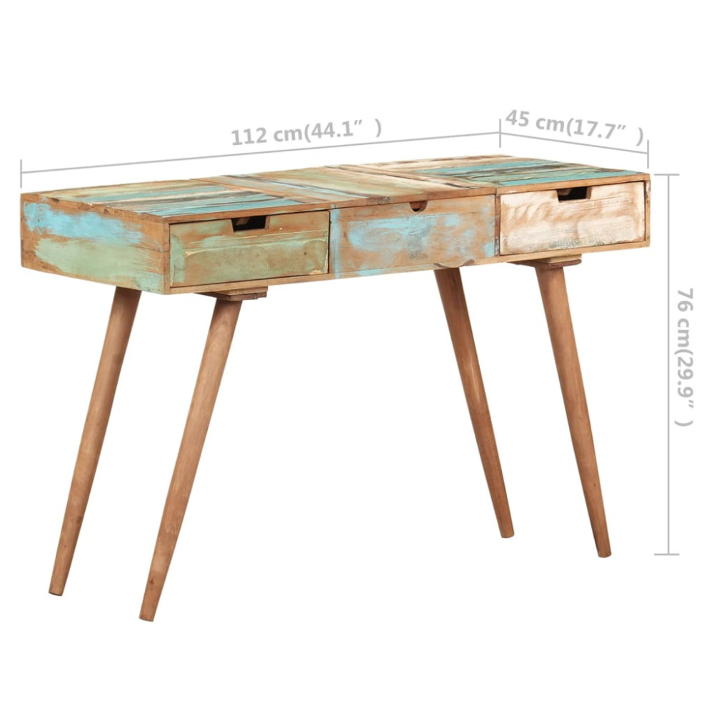 Produktbild för Sminkbord med spegel 112x45x76 cm massivt återvunnet trä